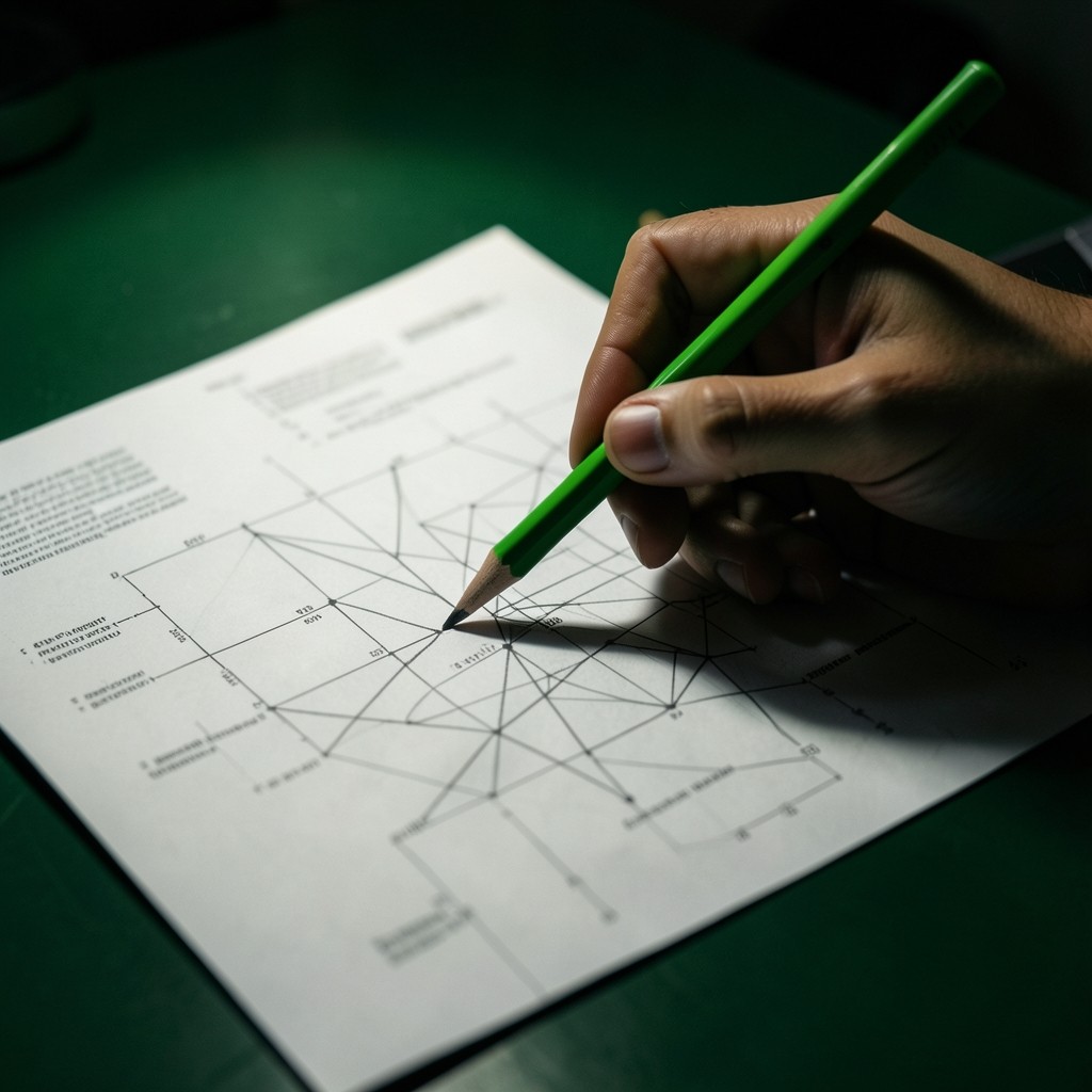 A hardware security module and handwritten seed phrase fragments on a dark workbench