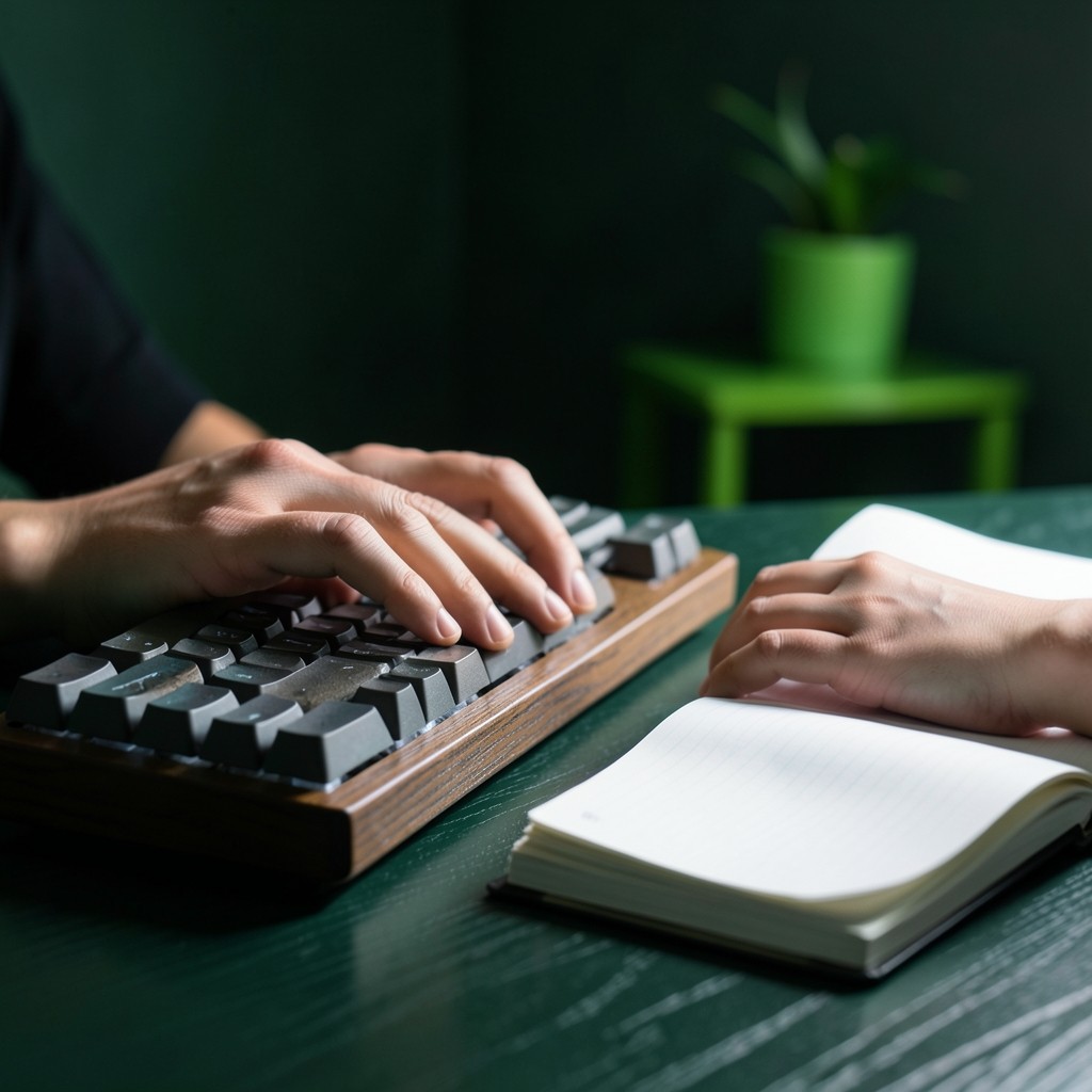 Mira Sato reviewing a printed transaction trace at a desk