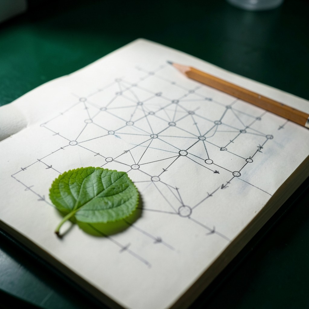 A torn notebook page with hand-drawn arrows connecting validator nodes in a mesh